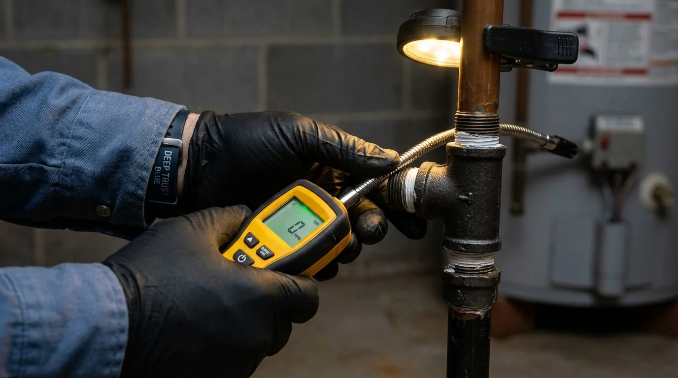 Gas leak detection with electronic sniffer by Johns Plumbing LLC in Crossville