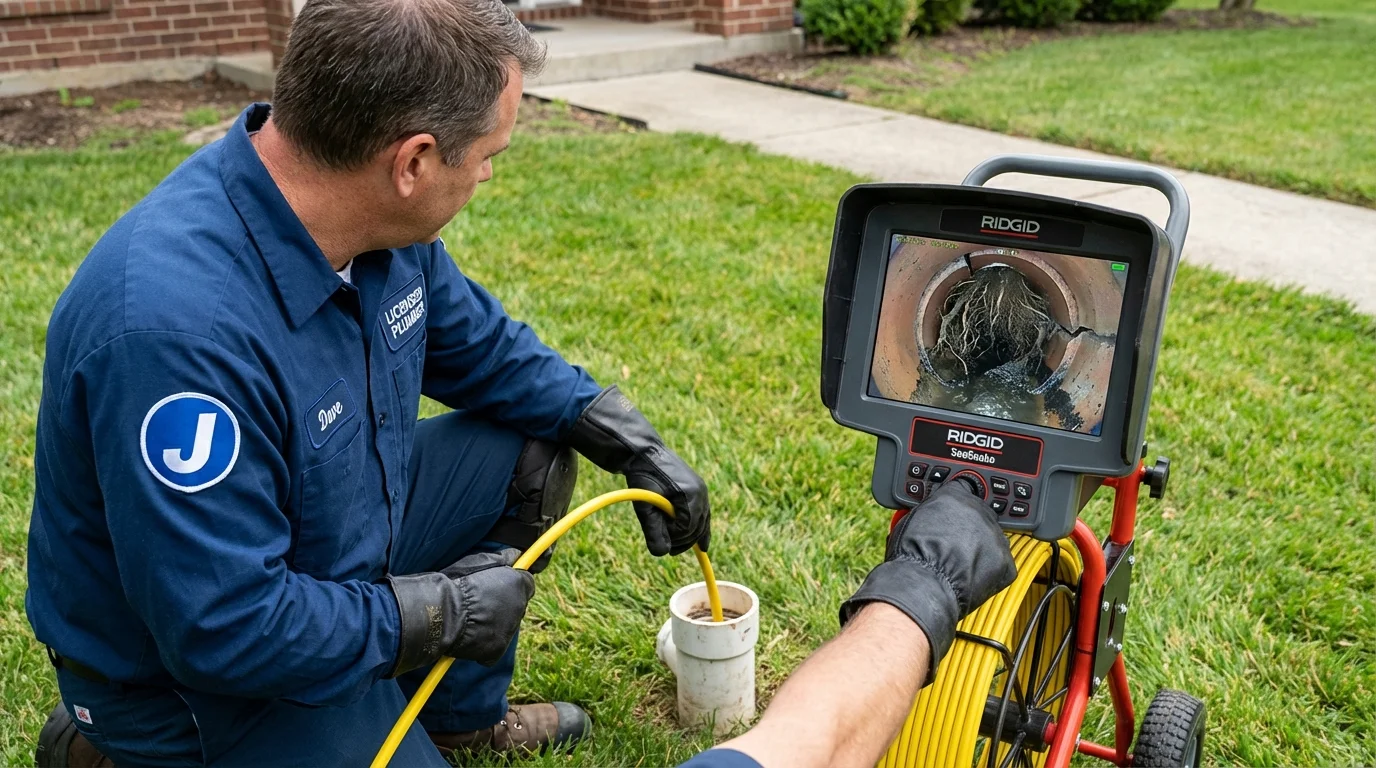 Sewer camera inspection being performed by Johns Plumbing LLC in Crossville