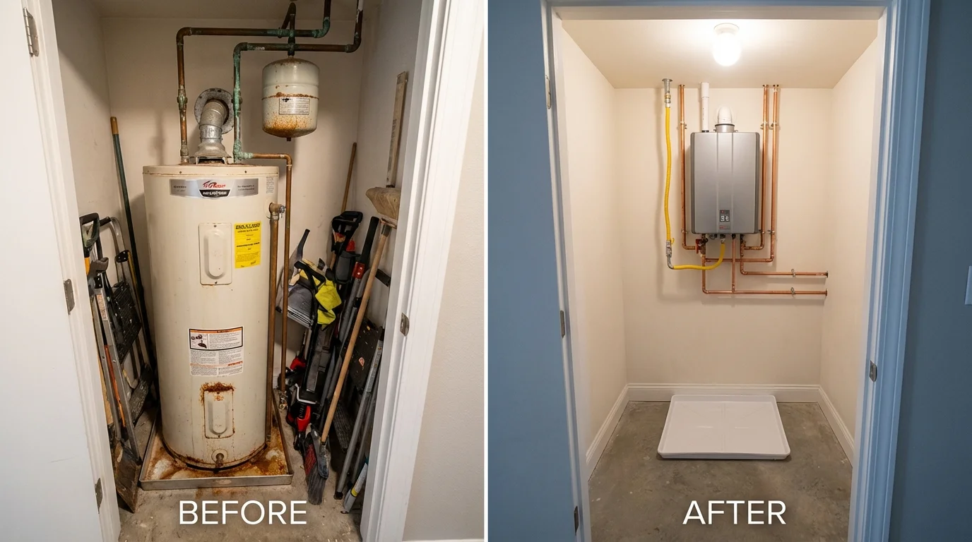 Tank water heater versus wall-mounted tankless unit comparison for Crossville, AL homeowners
